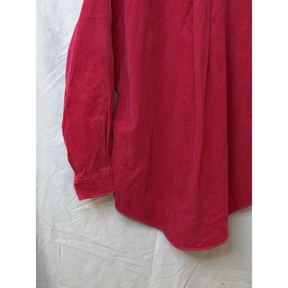 Ralph Lauren Polo Chaps Corduroy Button Up Red Shirt Long Sleeve Blaire Large - Picture 9 of 16